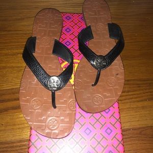 Tory Burch black leather Thora Sandals